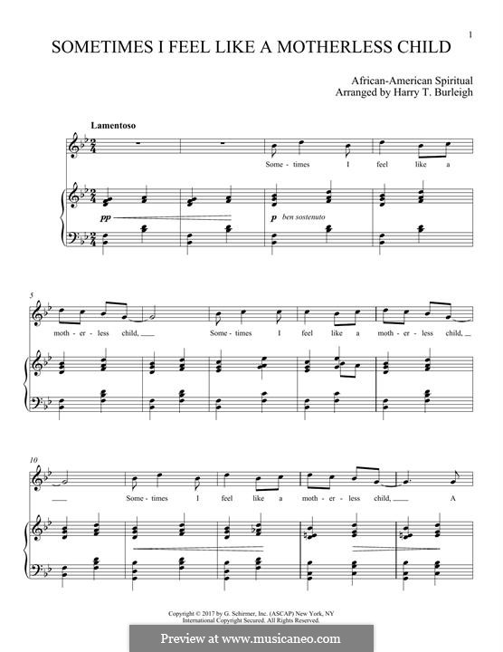 Sometimes I Feel Like a Motherless Child: For voice and piano by folklore