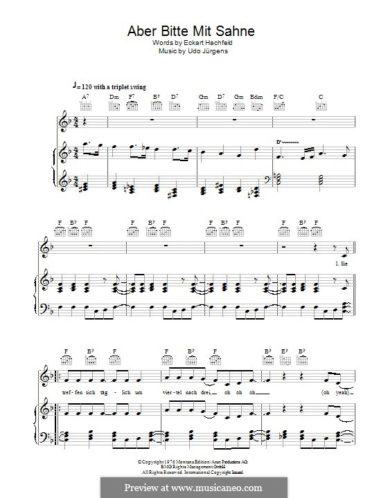 Aber Bitte Mit Sahne by U. Jürgens - sheet music on MusicaNeo
