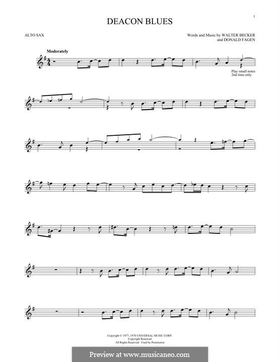 Deacon Blues (Steely Dan): For alto saxophone by Donald Fagen, Walter Becker