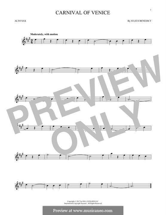 Carnival of Venice: For alto saxophone by Julius Benedict