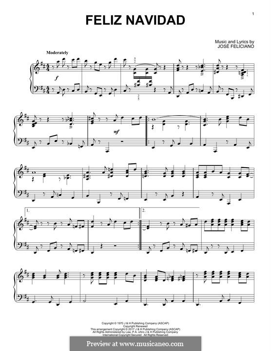 Feliz Navidad: For piano by José Feliciano