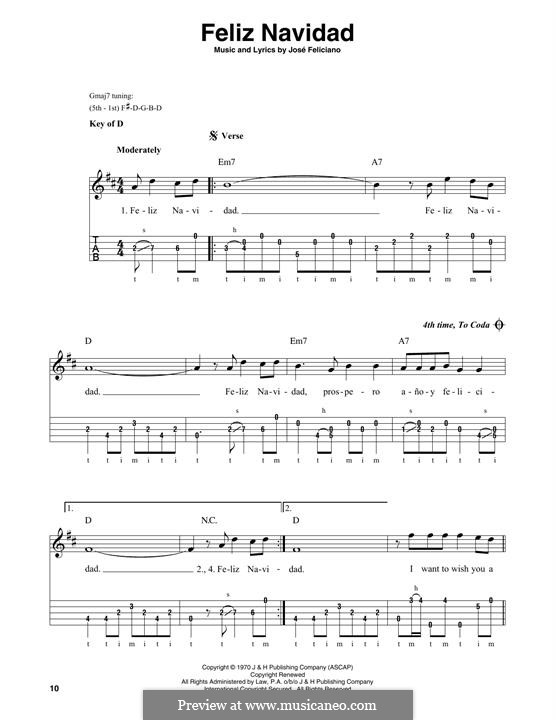 Feliz Navidad: For banjo by José Feliciano