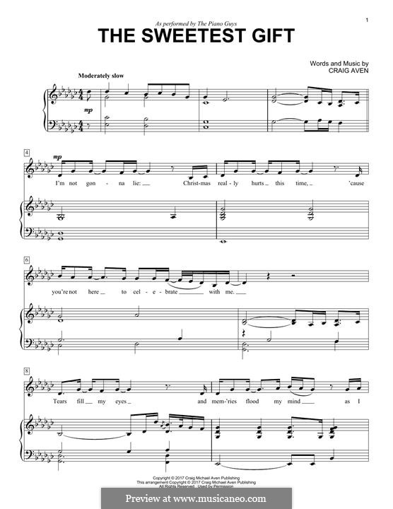 The Sweetest Gift (The Piano Guys): For voice and piano by Craig Aven