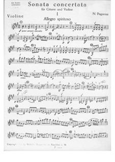 Concert Sonata for Guitar and Violin: Violin part by Niccolò Paganini