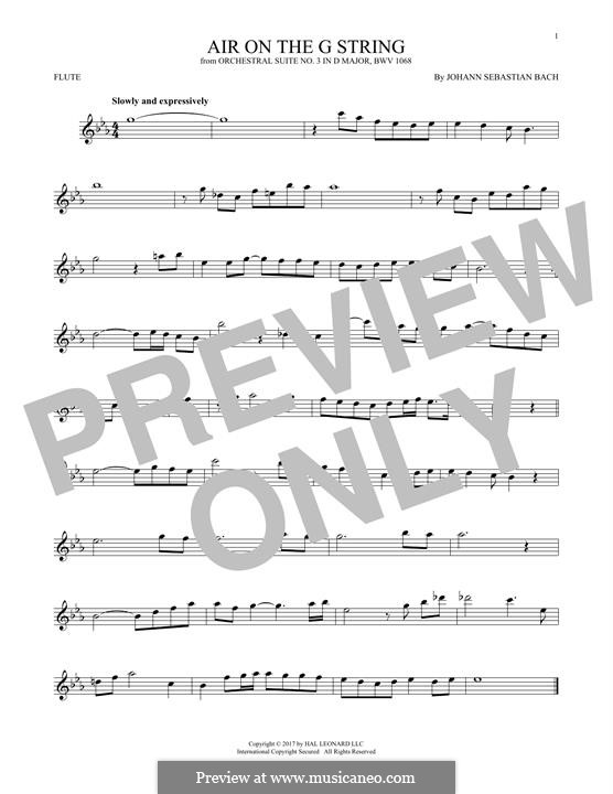 Aria (Printable Scores): Version for flute by Johann Sebastian Bach