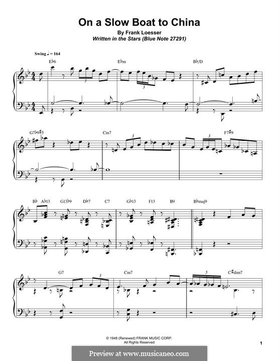 on a slow boat to china by f loesser sheet music on musicaneo slow boat to china sheet music