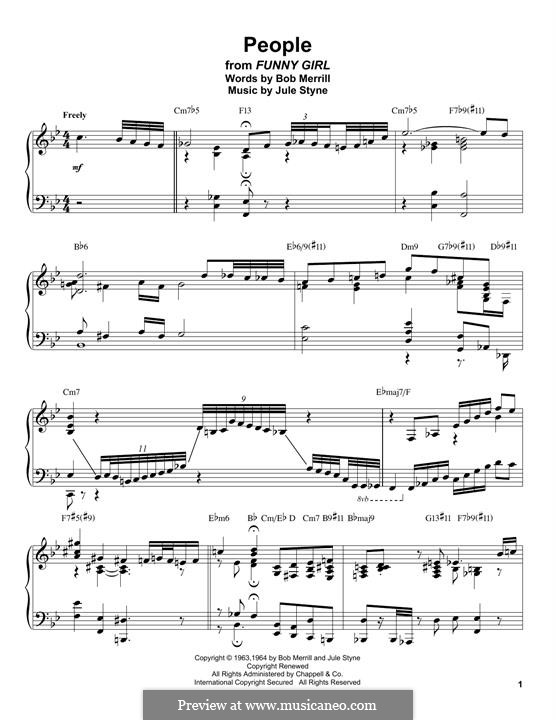 People from Funny Girl (Barbra Streisand): For piano (Oscar Peterson) by Jule Styne