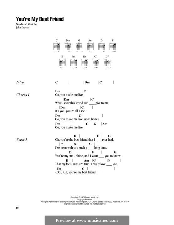 You're My Best Friend (Queen): Lyrics and chords by John Deacon