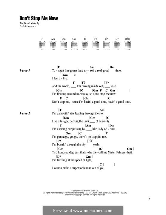 Vocal version: Lyrics and chords by Freddie Mercury