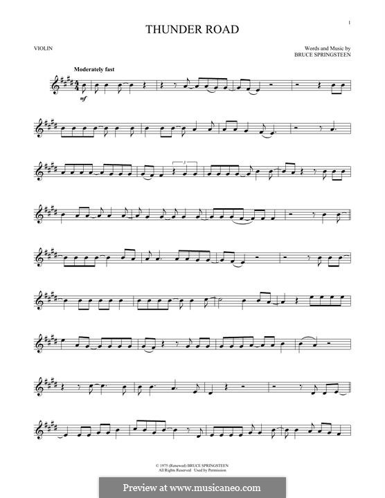 Thunder Road: For violin by Bruce Springsteen