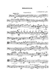 Mélancolie, Op.48 No.3: Cello part by Eduard Napravnik