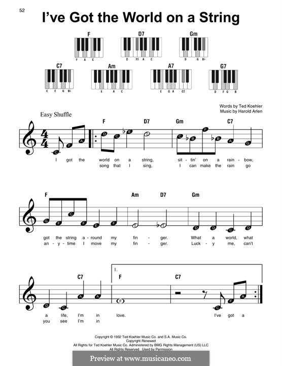 I've Got the World on a String: For piano by Harold Arlen