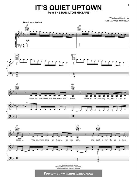 It's Quiet Uptown (from 'Hamilton'): For voice and piano or guitar (Kelly Clarkson) by Lin-Manuel Miranda