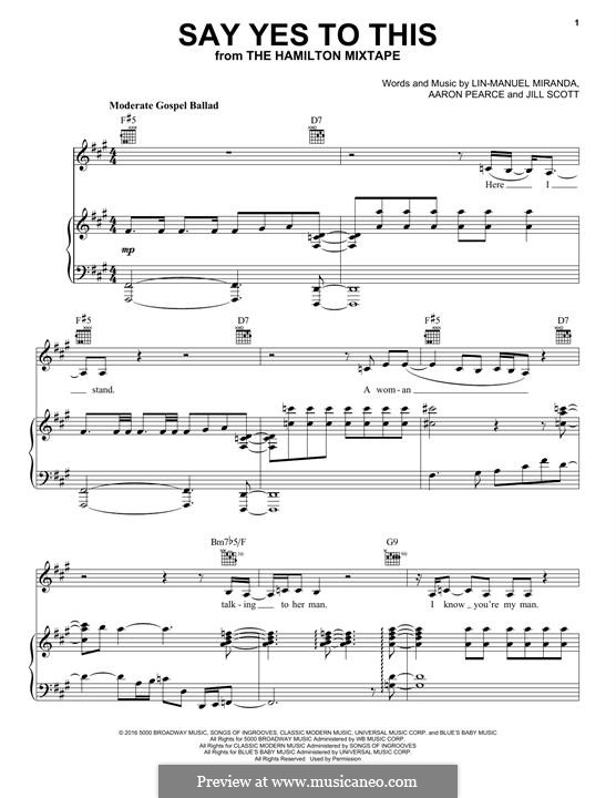 Say Yes To This: For voice and piano (or guitar) by Jill Scott, Lin-Manuel Miranda, Aaron Pearce