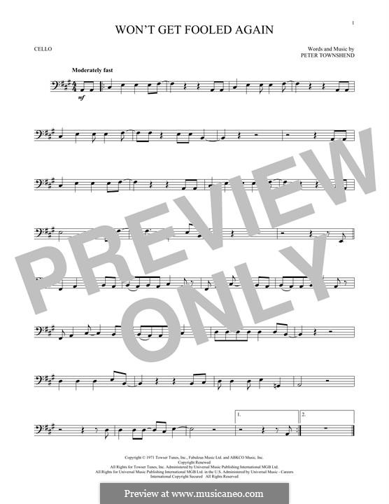 Won't Get Fooled Again (The Who): For cello by Peter Townshend