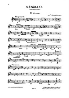 Serenade for Violin and Orchestra, Op.4: Violin I part by Alfredo D'Ambrosio