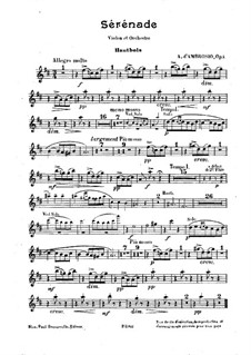 Serenade for Violin and Orchestra, Op.4: Oboe part by Alfredo D'Ambrosio