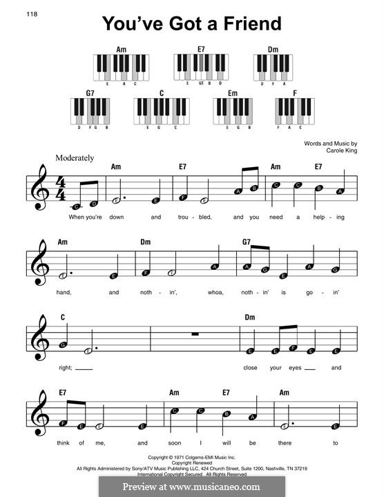 You Ve Got A Friend By C King Sheet Music On Musicaneo
