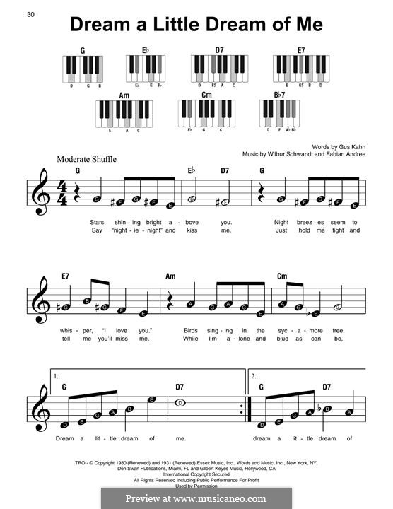 Dream a Little Dream of Me: For piano by Fabian Andre, Wilbur Schwandt