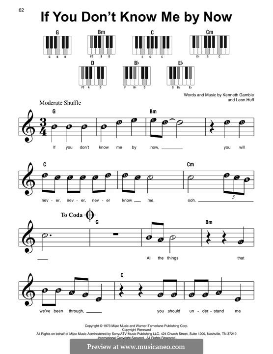 If You don't Know Me By Now (Simply Red): For easy piano by Kenneth Gamble, Leon A. Huff