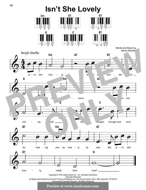 Isn't She Lovely by S. Wonder - sheet music on MusicaNeo