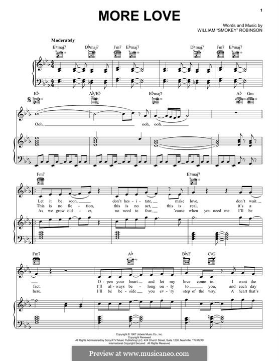 More Love (Smokey Robinson & The Miracles): For voice and piano (or guitar) by Smokey Robinson