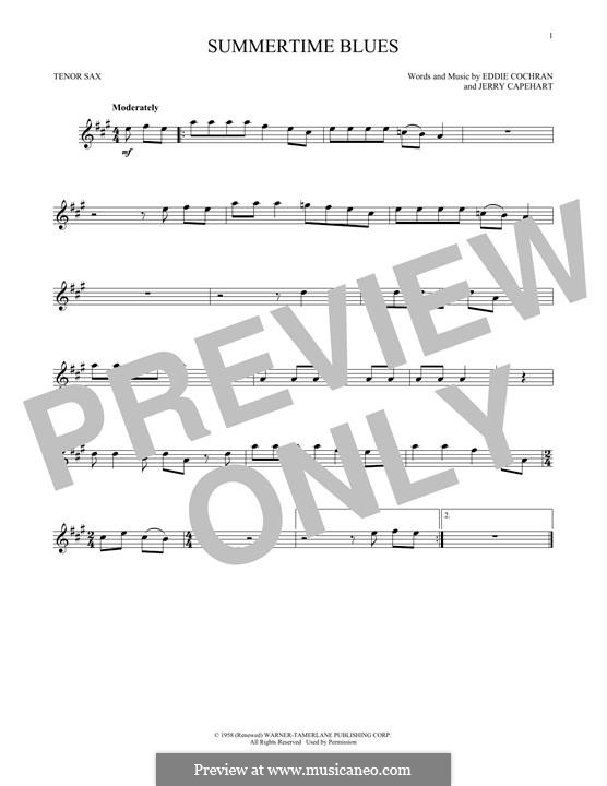 Summertime Blues: For tenor saxophone by Jerry Capehart
