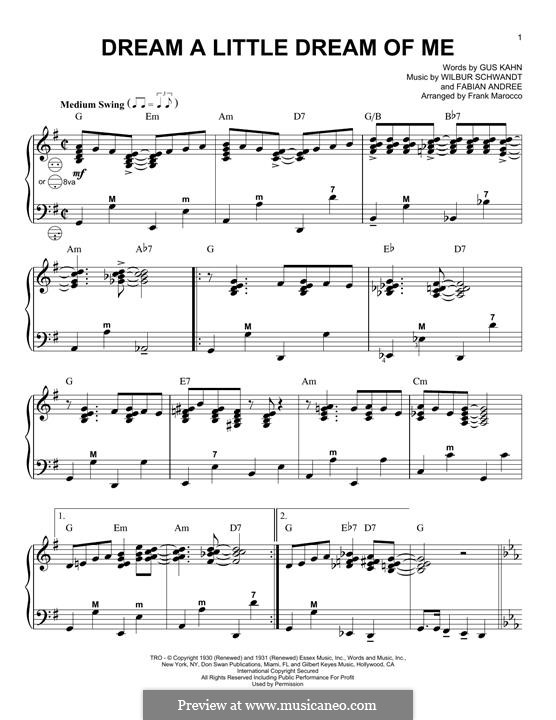 Dream a Little Dream of Me: For accordion by Fabian Andre, Wilbur Schwandt