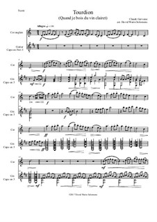 Tourdion (Quand je bois du vin clairet): For cor anglais and guitar by Claude Gervaise