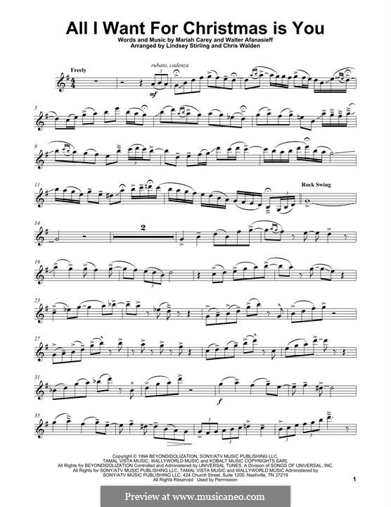 Instrumental version: For violin (Lindsey Stirling) by Mariah Carey, Walter Afanasieff