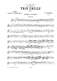 Piano Trio No.2 in E Flat Major, Op.10: Violin part by Emile Pierre Ratez