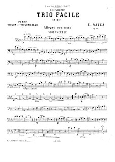 Piano Trio No.2 in E Flat Major, Op.10: Cello part by Emile Pierre Ratez