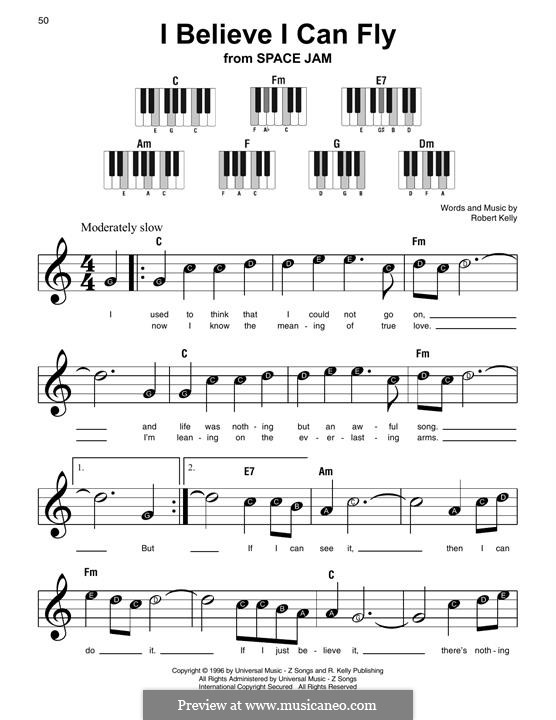 I Believe I Can Fly: For easy piano by Robert Kelly