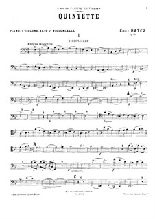 Piano Quintet in B Flat Major, Op.31: Cello part by Emile Pierre Ratez