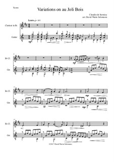 Variations on au Joli Bois: For clarinet and guitar by Claudin de Sermisy