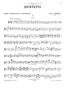 Piano Quintet in B Flat Major, Op.31: Viola part by Emile Pierre Ratez