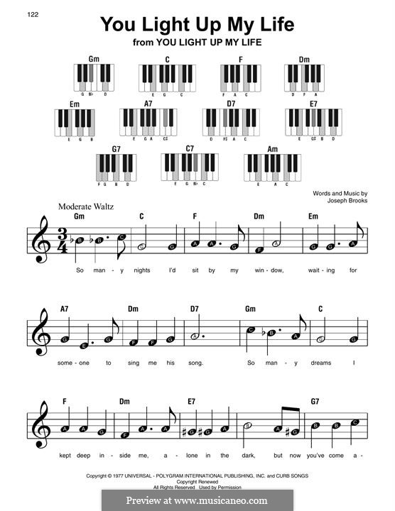 You Light Up My Life: For easy piano by Joseph Brooks