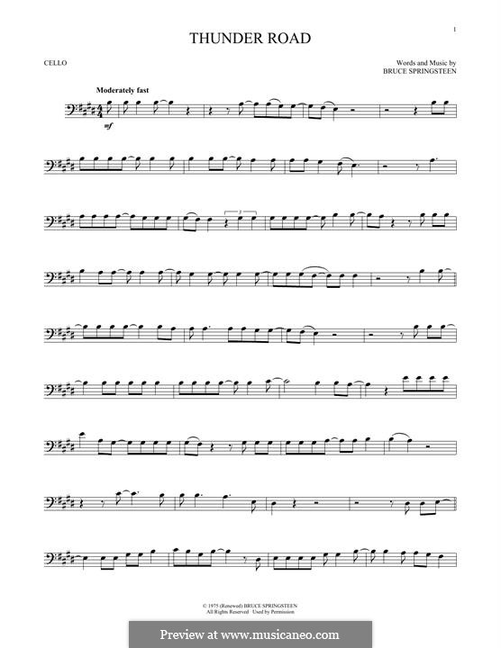 Thunder Road: For cello by Bruce Springsteen