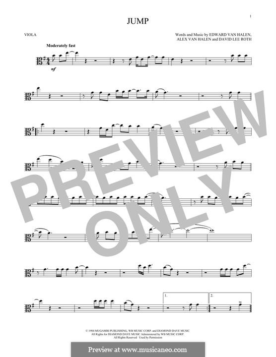 Jump (Van Halen): For viola by Alex Van Halen, David Lee Roth, Edward Van Halen, Michael Anthony