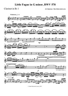 Fugue in G Minor 'Little', BWV 578: For 3 B flat clarinets, bass clarinet by Johann Sebastian Bach