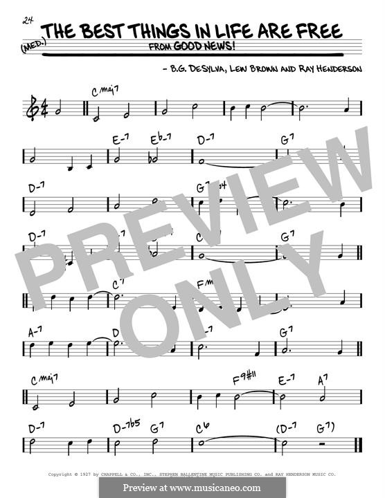 The Best Things in Life are Free (Dinah Shore): For guitar by Buddy Gard DeSylva, Ray Henderson, Lew Brown