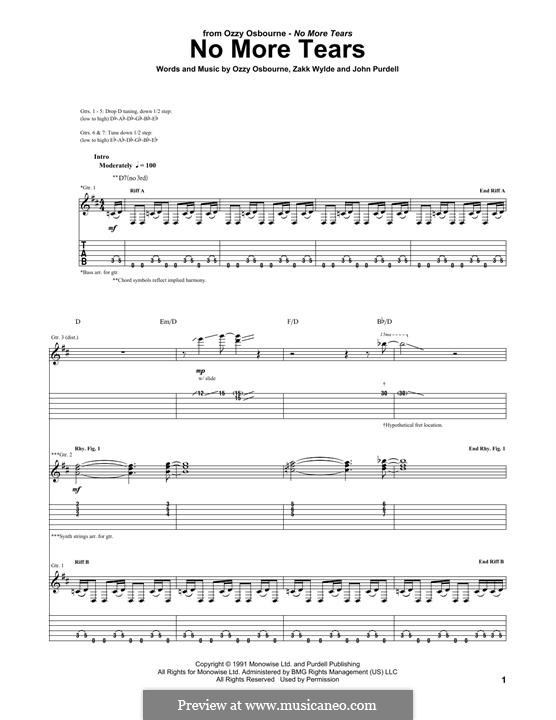 No More Tears (Ozzy Osbourne) by J. Purdell, M. Inez, R
