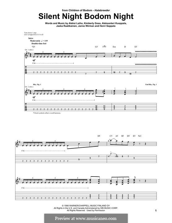 Silent Night Bodom Night (Children of Bodom): For guitar with tab by Alexi Laiho, Kimberly Goss, Aleksanteri Kuoppala, Henri Seppala, Janne Wirman, Jaska Raatikainen