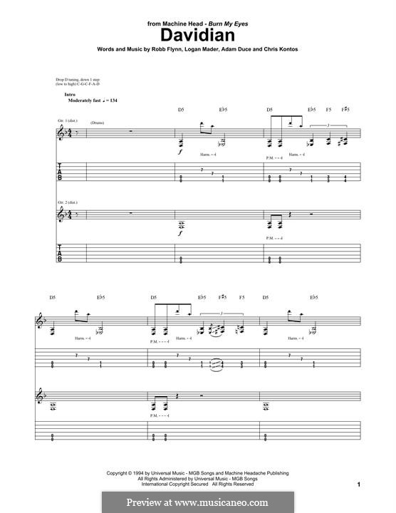 Davidian (Machine Head): For guitar with tab by Adam Duce, Chris Kontos, Logan Mader, Robb Flynn