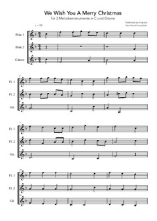 We Wish You a Merry Christmas: Für 2 Melodieinstrumente in C und Gitarre (F-Dur) by folklore