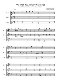We Wish You a Merry Christmas: Für 2 Melodieinstrumente in C und Gitarre (G-Dur) by folklore