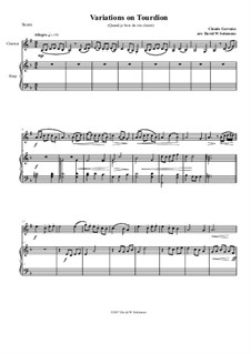 Tourdion (Quand je bois du vin clairet): For clarinet and harp by Claude Gervaise