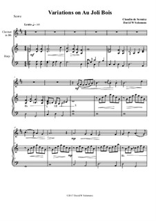 Variations on au Joli Bois: For clarinet and harp by Claudin de Sermisy