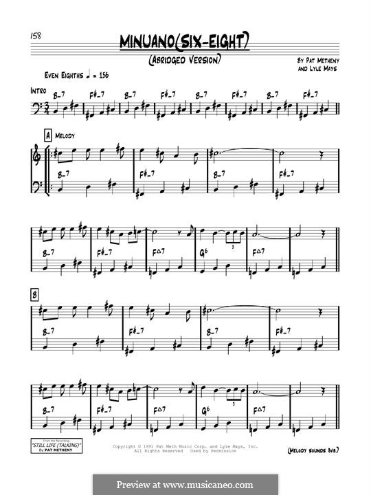 Minuano (Six-Eight) by L. Mays, P. Metheny - sheet music on MusicaNeo