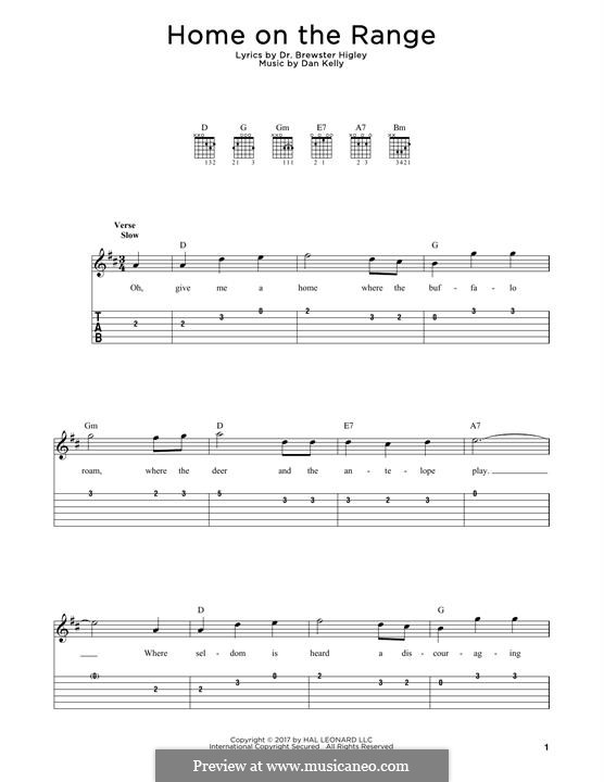 Home on the Range: For guitar by Daniel E. Kelley